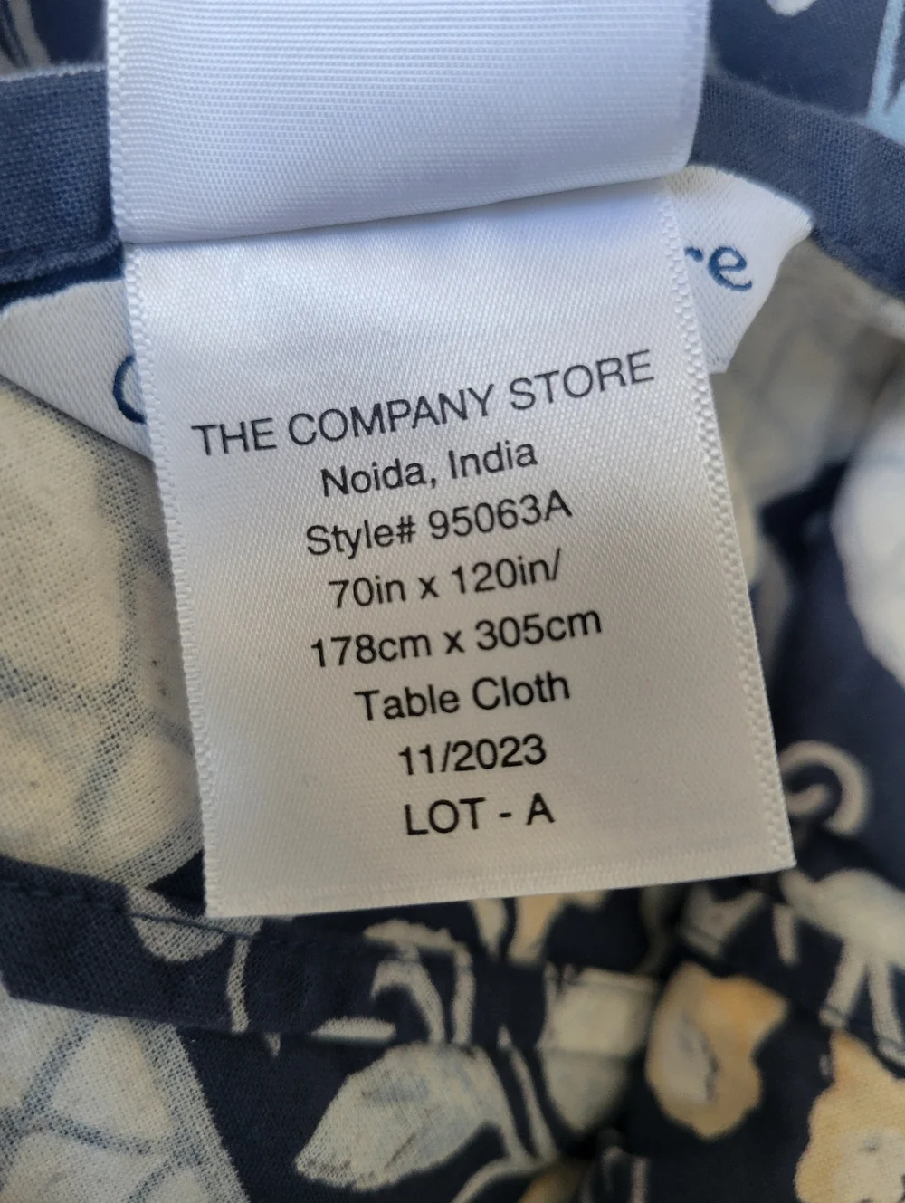 The Company Store Palmeros Floral Tablecloth Blue Yellow 70 x 120
